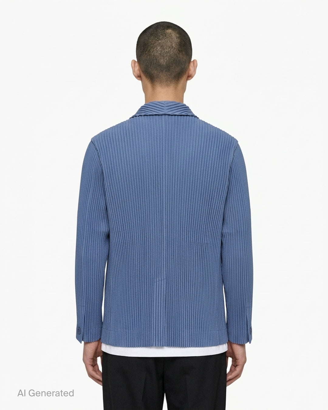 Dark brown pleated notch-lapel jacket with two-button front by Homme Plissé Issey Miyake - back