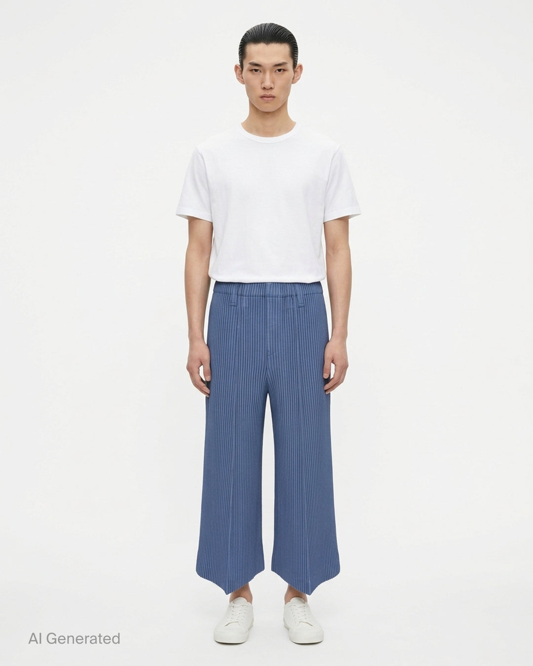Dark brown Homme Plissé Issey Miyake Kersey Pleats pleated wide-leg pants with a pointed hem, shown from the front - front