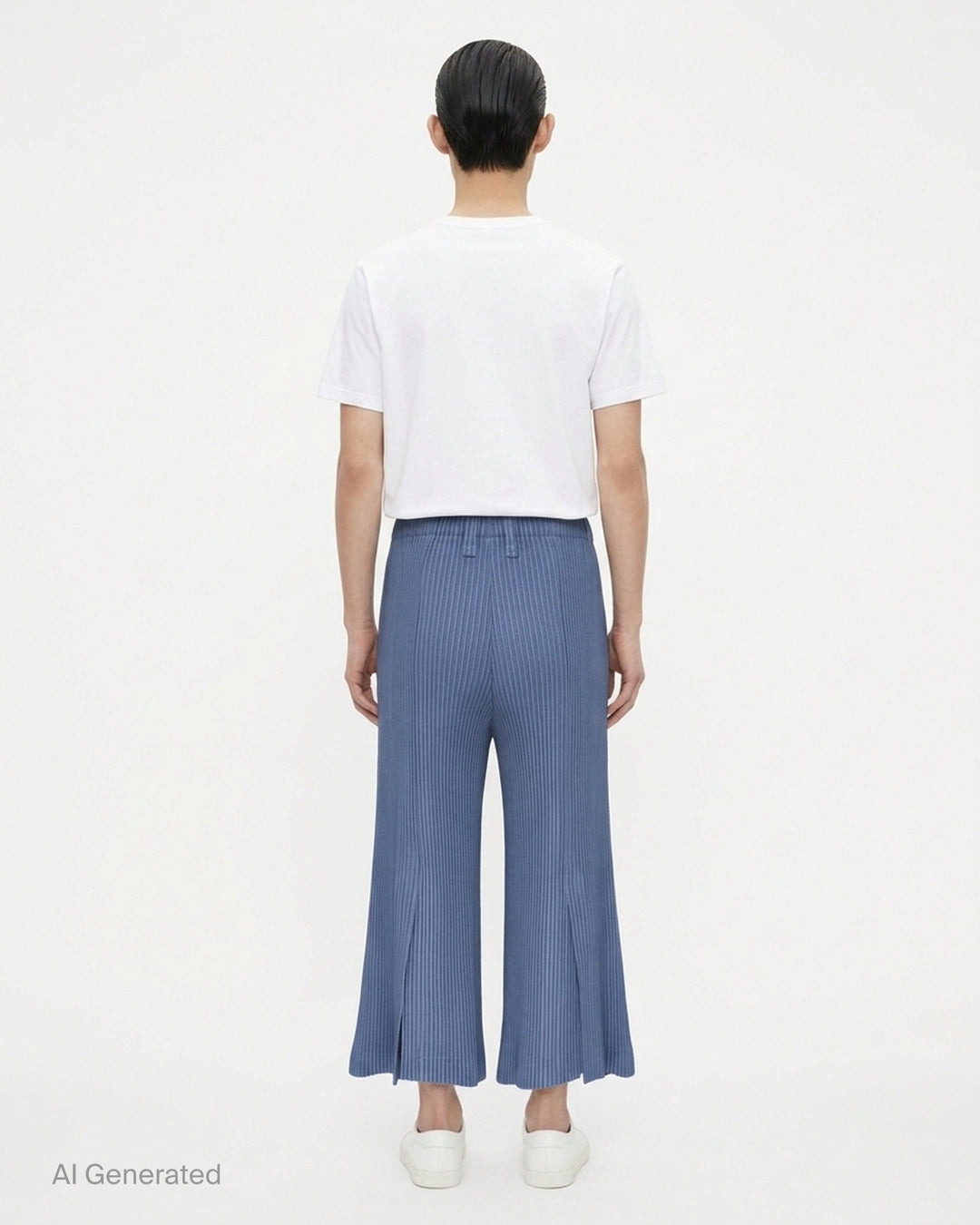 Dark brown Homme Plissé Issey Miyake Kersey Pleats pleated wide-leg pants with a pointed hem, shown from the front - back