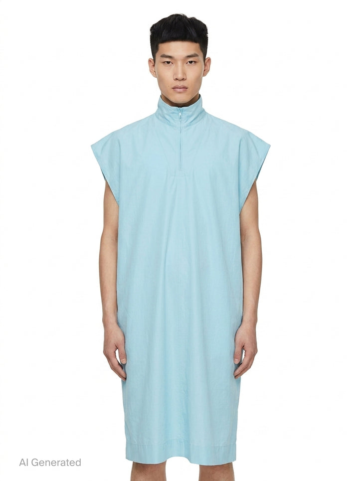 Light Blue Zip Neck Dress | Homme Plissé Issey Miyake | Club21 - front