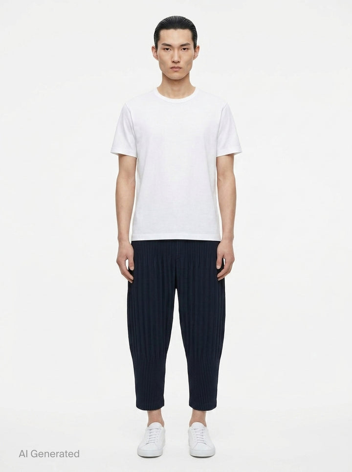 Long Wide Pleated Pants | Homme Plissé Issey Miyake | Club21 - front