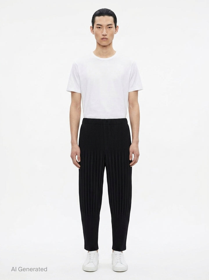 Long Wide Pleated Pants | Homme Plissé Issey Miyake | Club21 - front