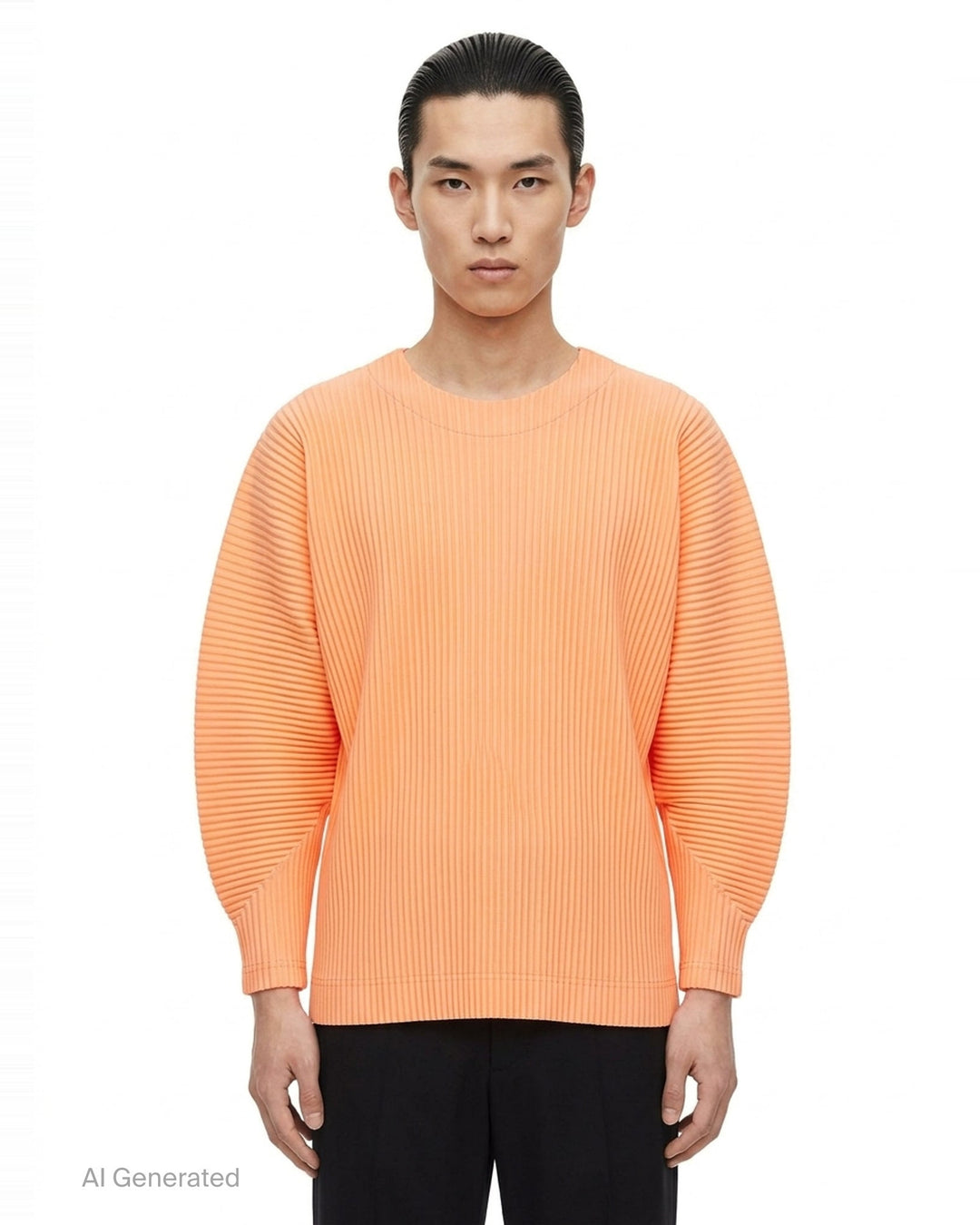 Homme Plissé Issey Miyake Monthly Colors September pleated cardigan in black, featuring all-over permanent pleats, a deep V-neckline, three matte buttons, and three-quarter length sleeves - front