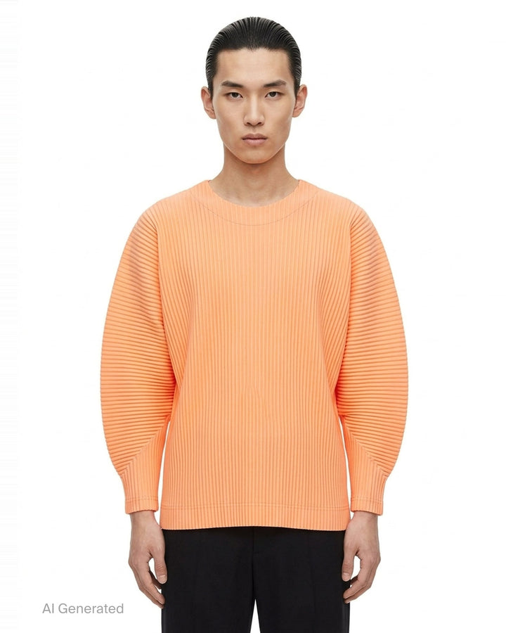 Homme Plissé Issey Miyake Monthly Colors September pleated cardigan in black, featuring all-over permanent pleats, a deep V-neckline, three matte buttons, and three-quarter length sleeves - front