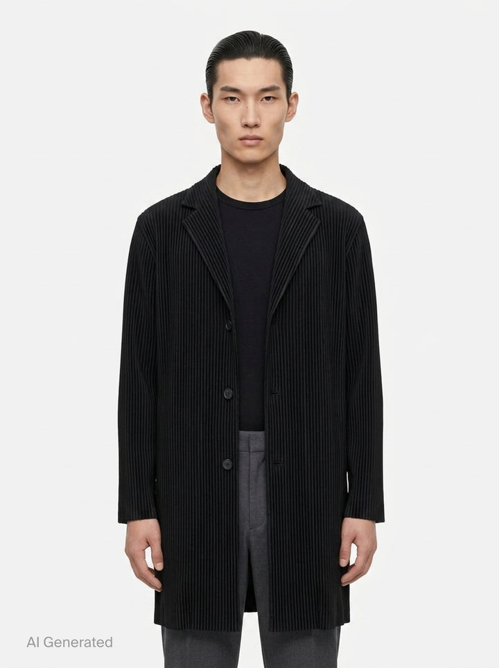 Pleated Basics Long Jacket | Homme Plissé Issey Miyake | Club21 - front