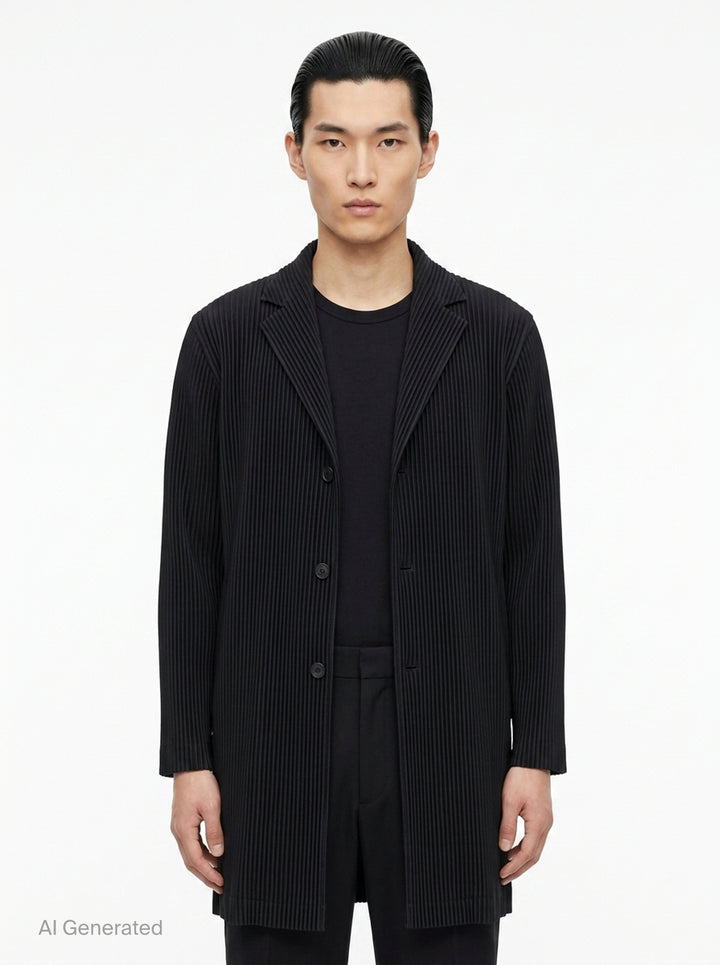 Pleated Long Coat | Homme Plissé Issey Miyake | Club21 - front