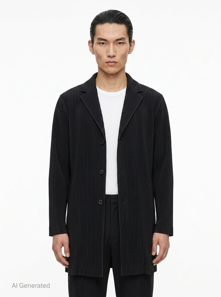 Pleated Long Coat | Homme Plissé Issey Miyake | Club21 - front