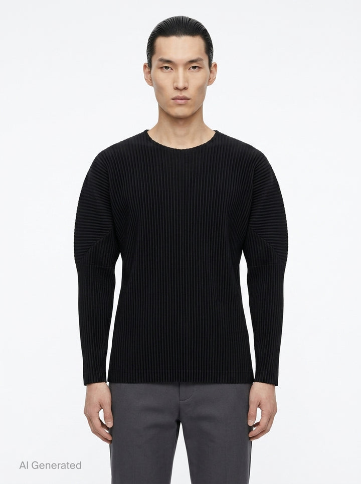 Pleated Long Sleeve Top | Homme Plissé Issey Miyake | Club21 - front
