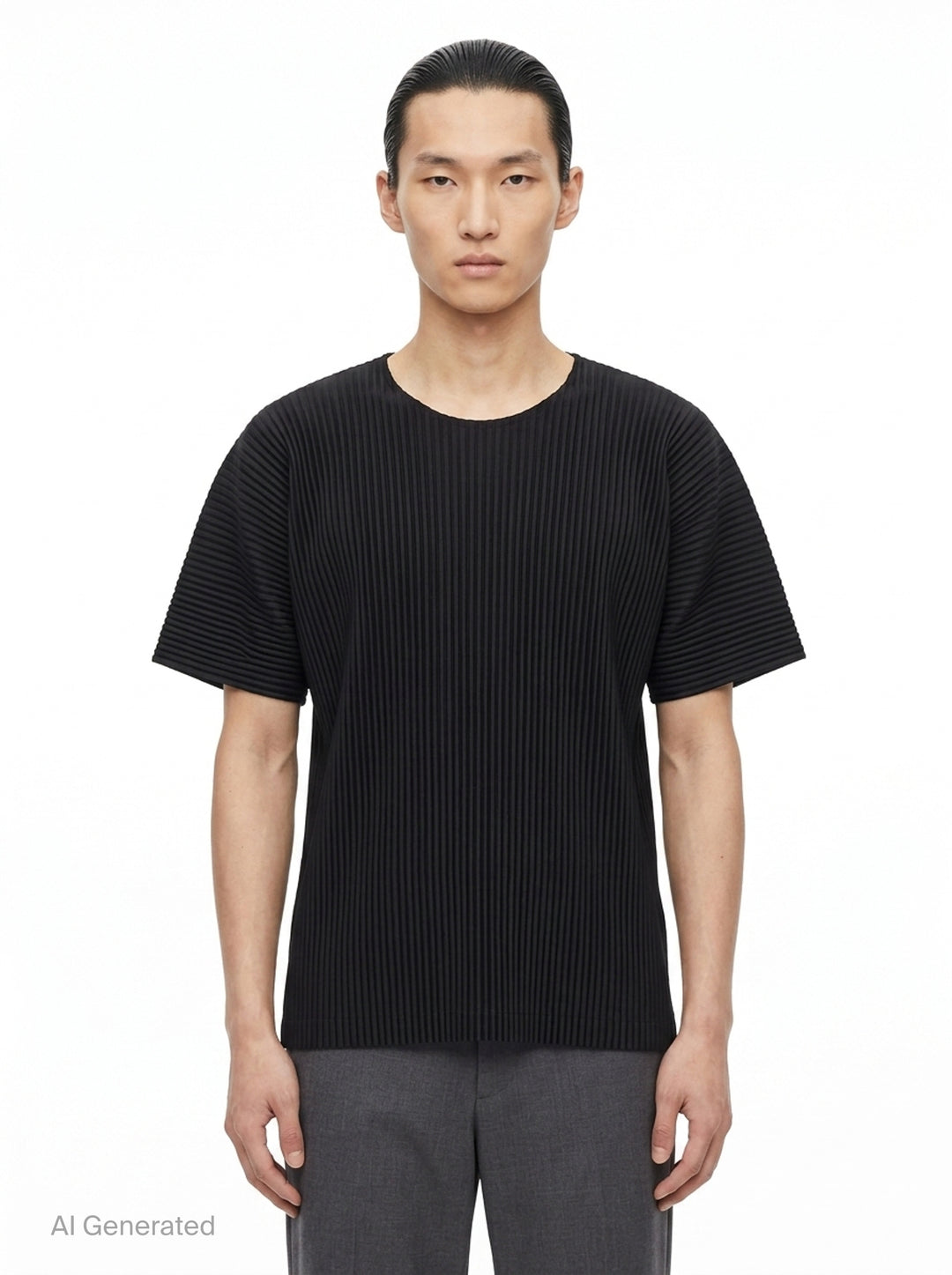 Pleated Round Neck T-Shirt | Homme Plissé Issey Miyake | Club21 - front