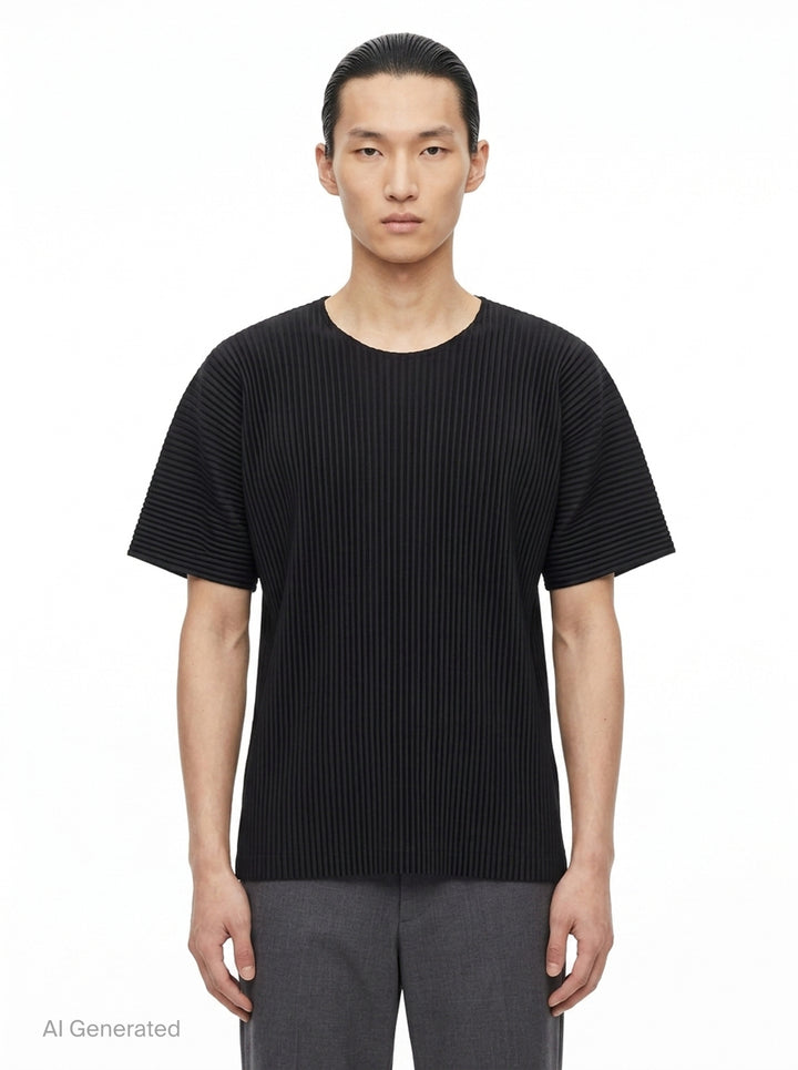 Pleated Round Neck T-Shirt | Homme Plissé Issey Miyake | Club21 - front