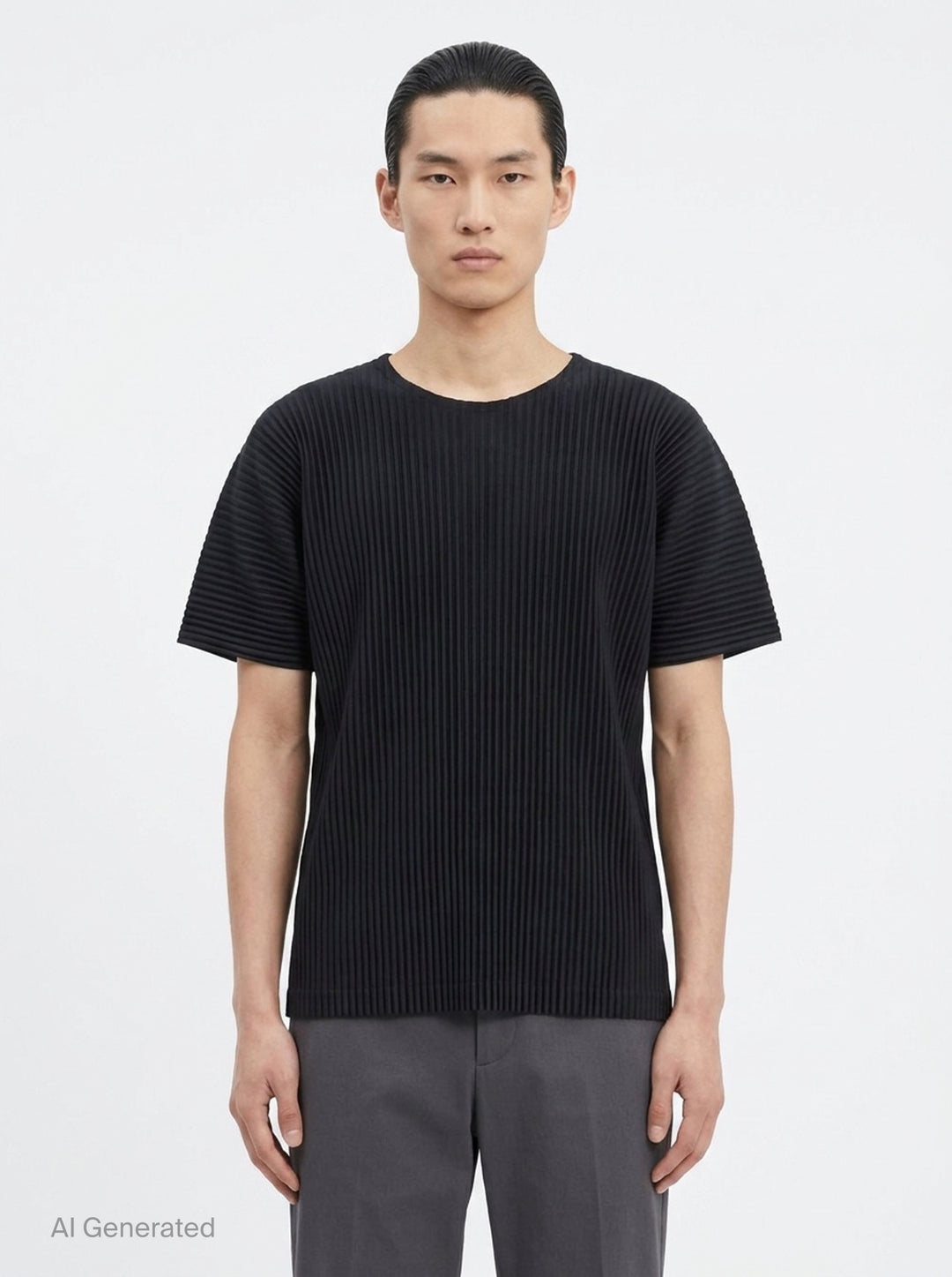 Pleated Round Neck T-Shirt | Homme Plissé Issey Miyake | Club21 - front