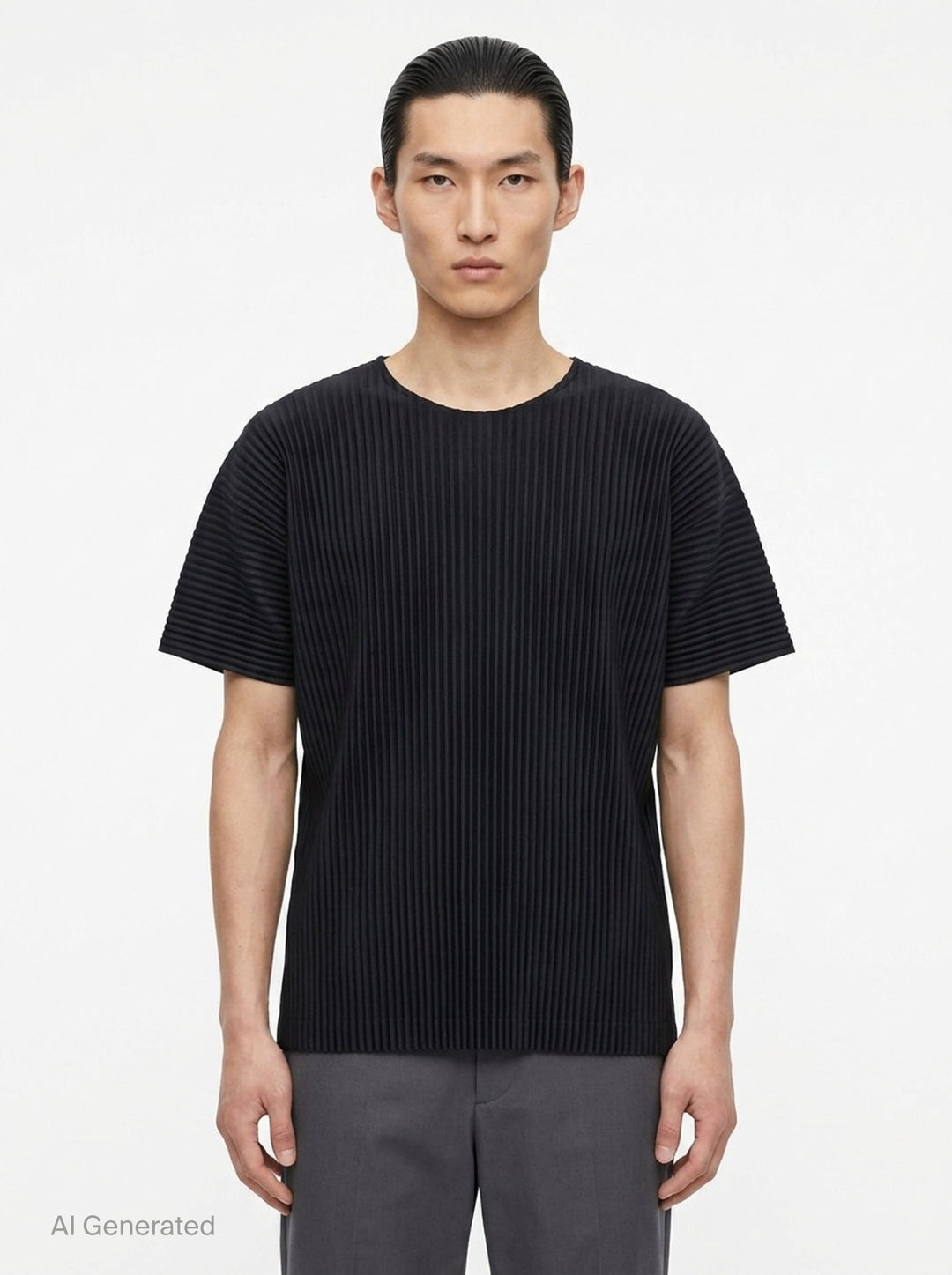 Pleated Round Neck T-Shirt | Homme Plissé Issey Miyake | Club21 - front