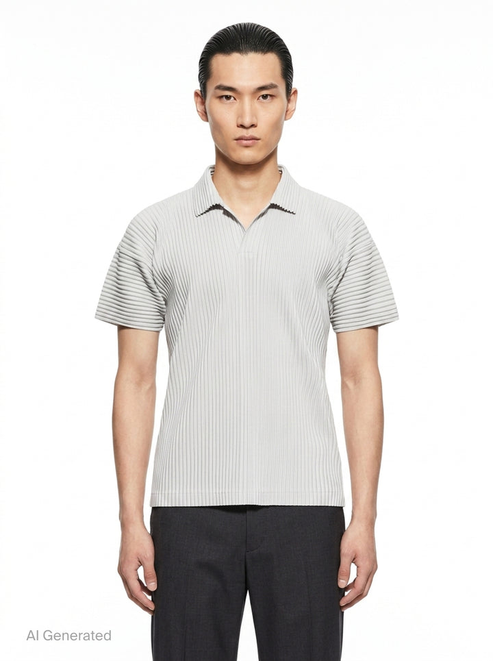 Pleated Short Sleeve Polo | Homme Plissé Issey Miyake | Club21 - front