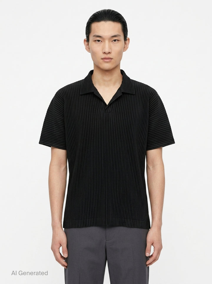 Pleated Short Sleeve Polo | Homme Plissé Issey Miyake | Club21 - front