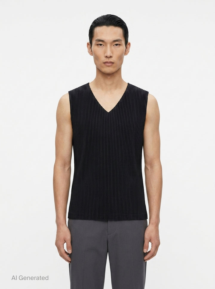 Pleated V-Neck Vest | Homme Plissé Issey Miyake | Club21 - front