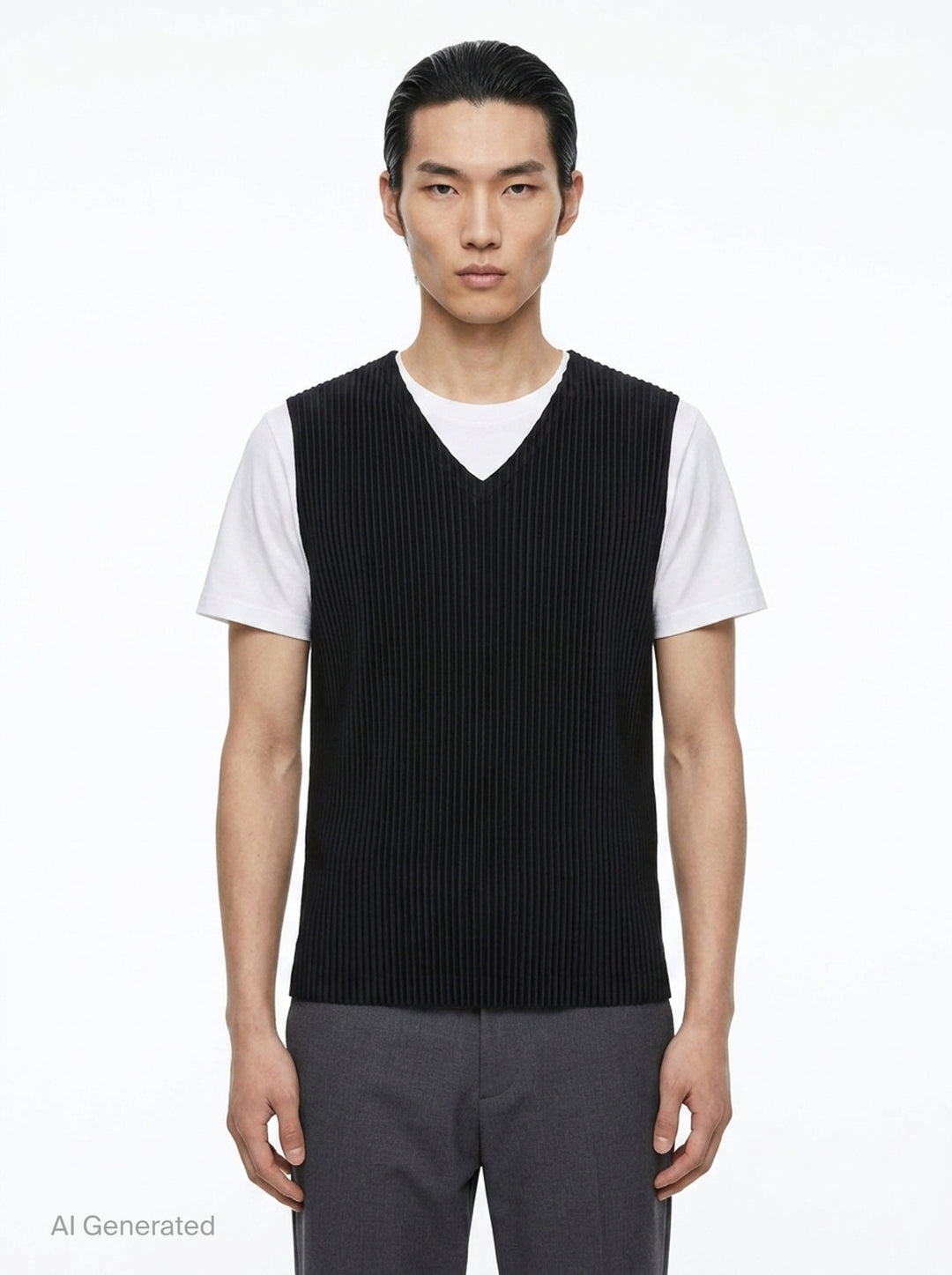 Pleated V-Neck Vest | Homme Plissé Issey Miyake | Club21 - front