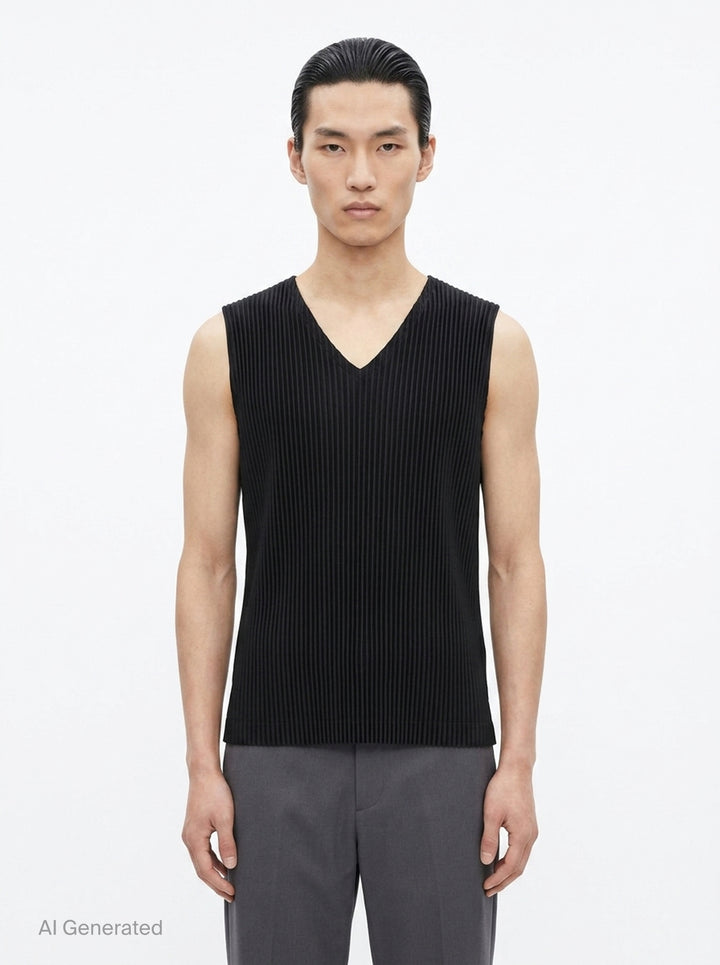 Pleated V-Neck Vest | Homme Plissé Issey Miyake | Club21 - front