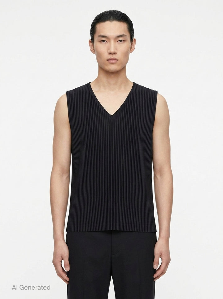 Pleated V-Neck Vest | Homme Plissé Issey Miyake | Club21 - front