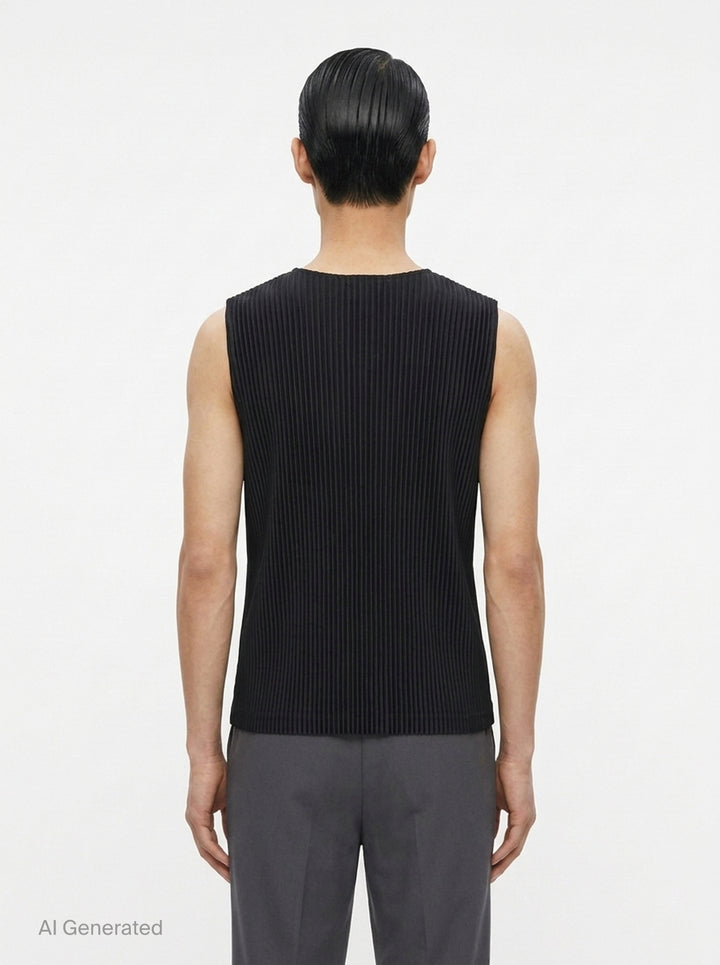 Pleated V-Neck Vest | Homme Plissé Issey Miyake | Club21 - back