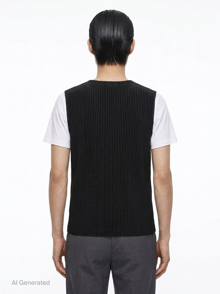 Pleated V-Neck Vest | Homme Plissé Issey Miyake | Club21 - back