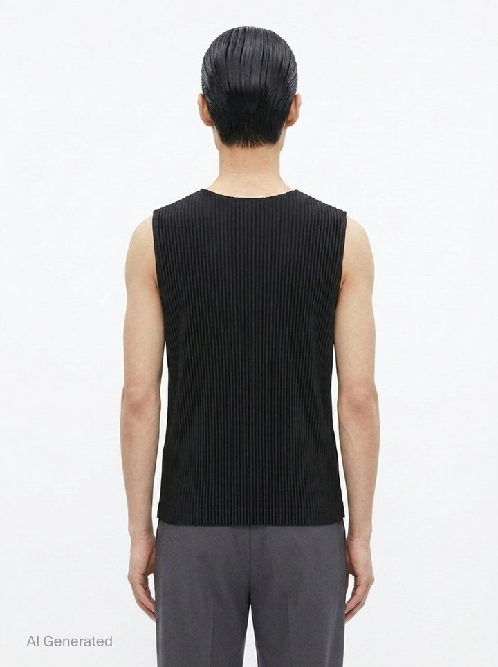 Pleated V-Neck Vest | Homme Plissé Issey Miyake | Club21 - back