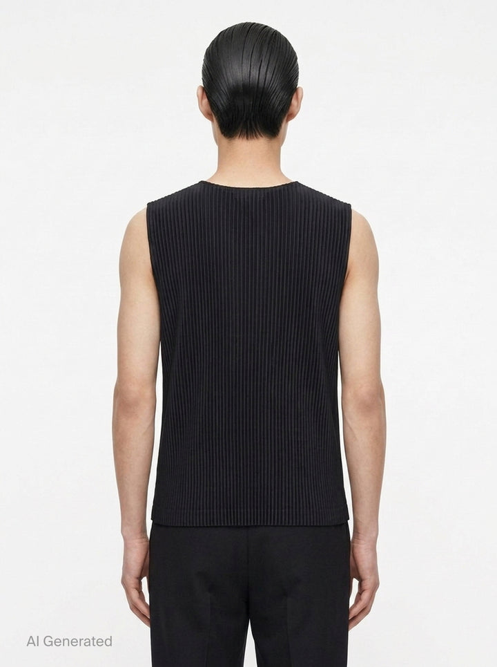Pleated V-Neck Vest | Homme Plissé Issey Miyake | Club21 - back