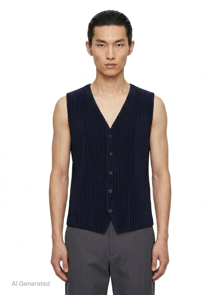 Ribbed Knit Button Vest | Homme Plissé Issey Miyake | Club21 - front