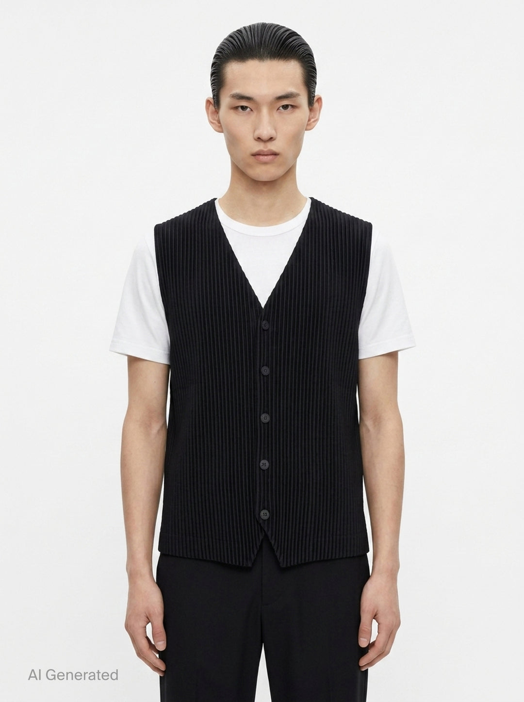 Ribbed Knit Button Vest | Homme Plissé Issey Miyake | Club21 - front