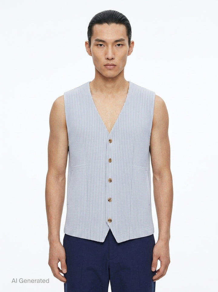 Ribbed Knit Button Vest | Homme Plissé Issey Miyake | Club21 - front