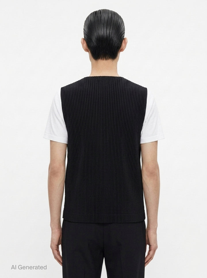 Ribbed Knit Button Vest | Homme Plissé Issey Miyake | Club21 - back
