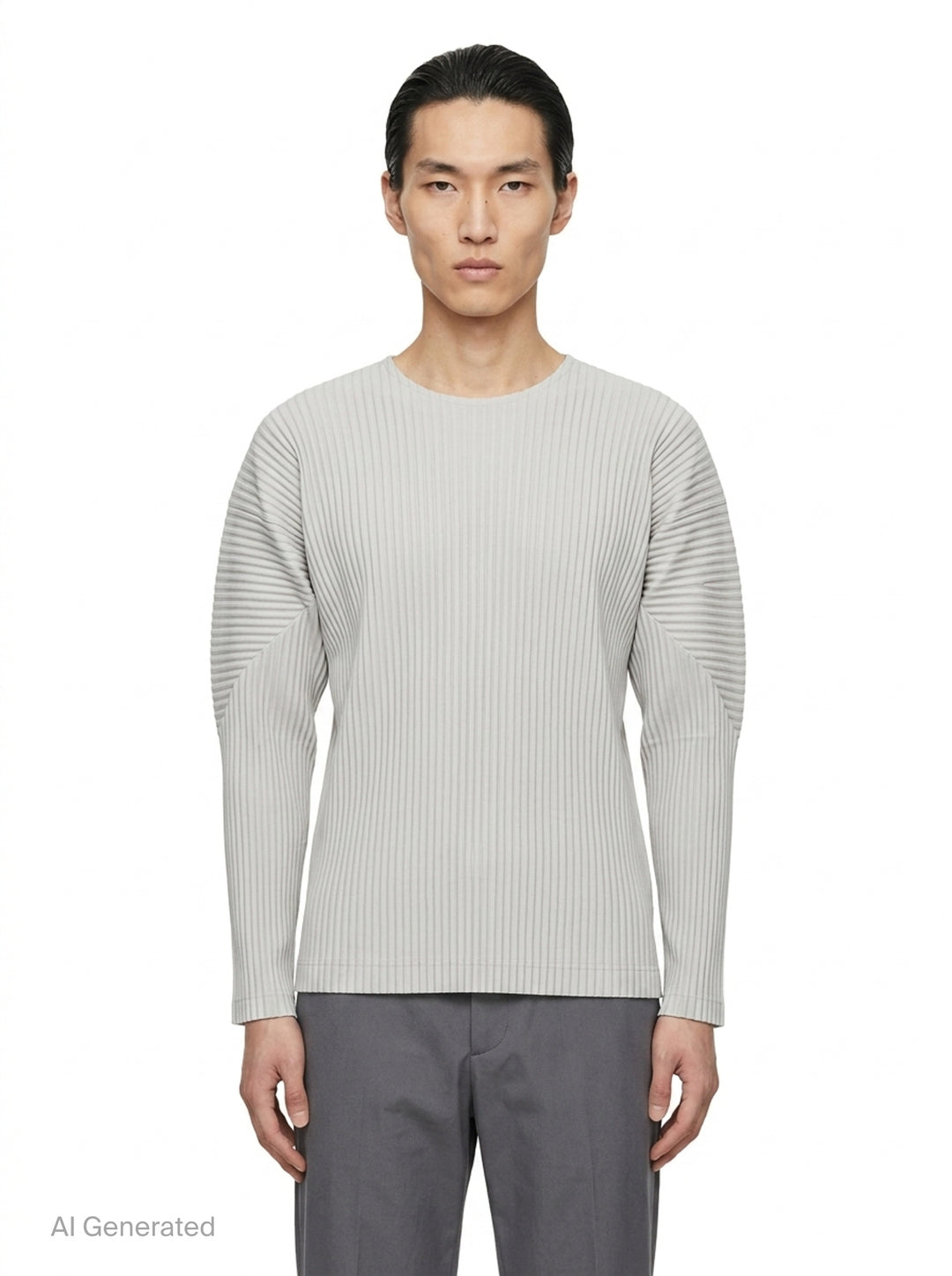Ribbed Long Sleeve Round Neck Top | Homme Plissé Issey Miyake | Club21 - front