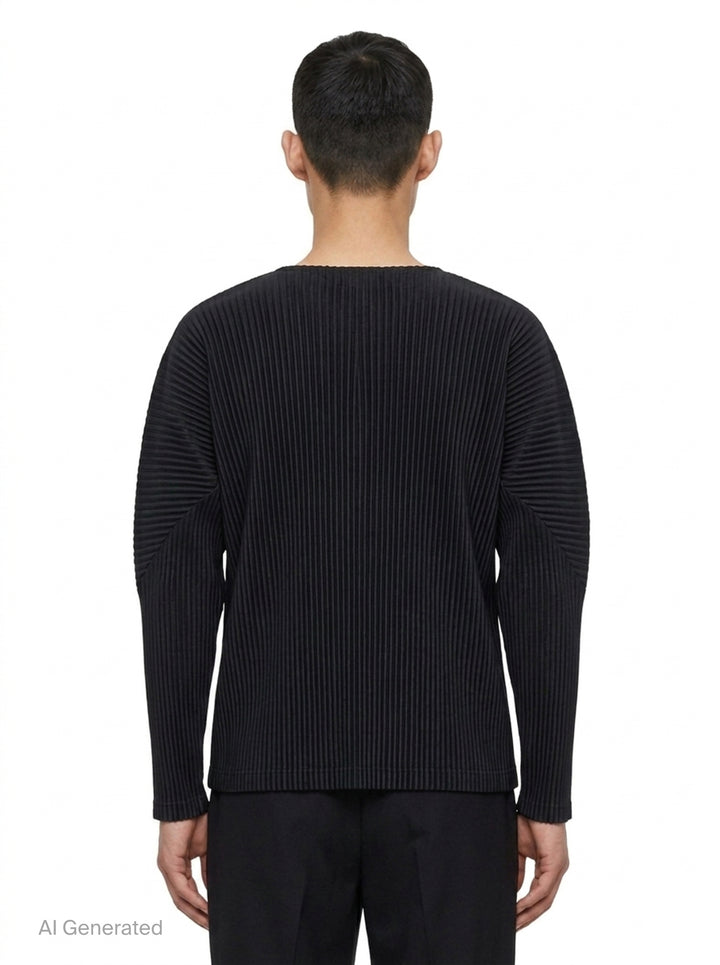 Ribbed Long Sleeve Round Neck Top | Homme Plissé Issey Miyake | Club21 - back