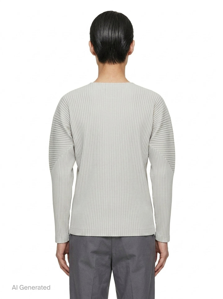 Ribbed Long Sleeve Round Neck Top | Homme Plissé Issey Miyake | Club21 - back