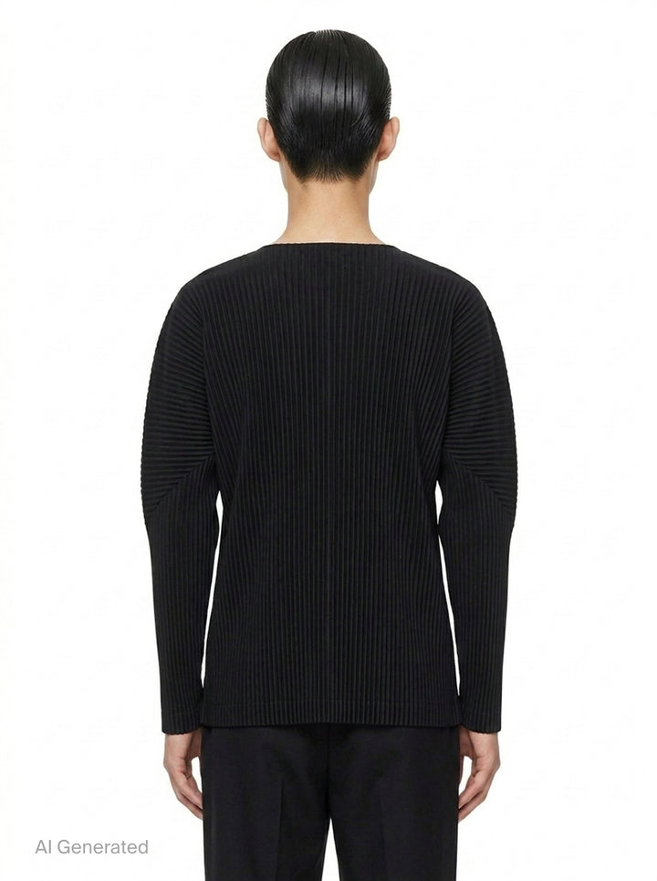 Ribbed Long Sleeve Round Neck Top | Homme Plissé Issey Miyake | Club21 - back
