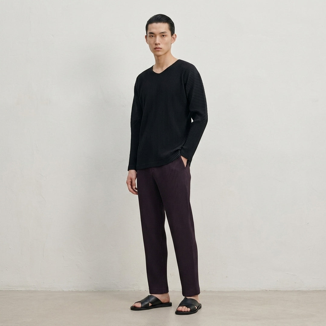 Ribbed Long Sleeve Round Neck Top | Homme Plissé Issey Miyake | Club21 - lifestyle