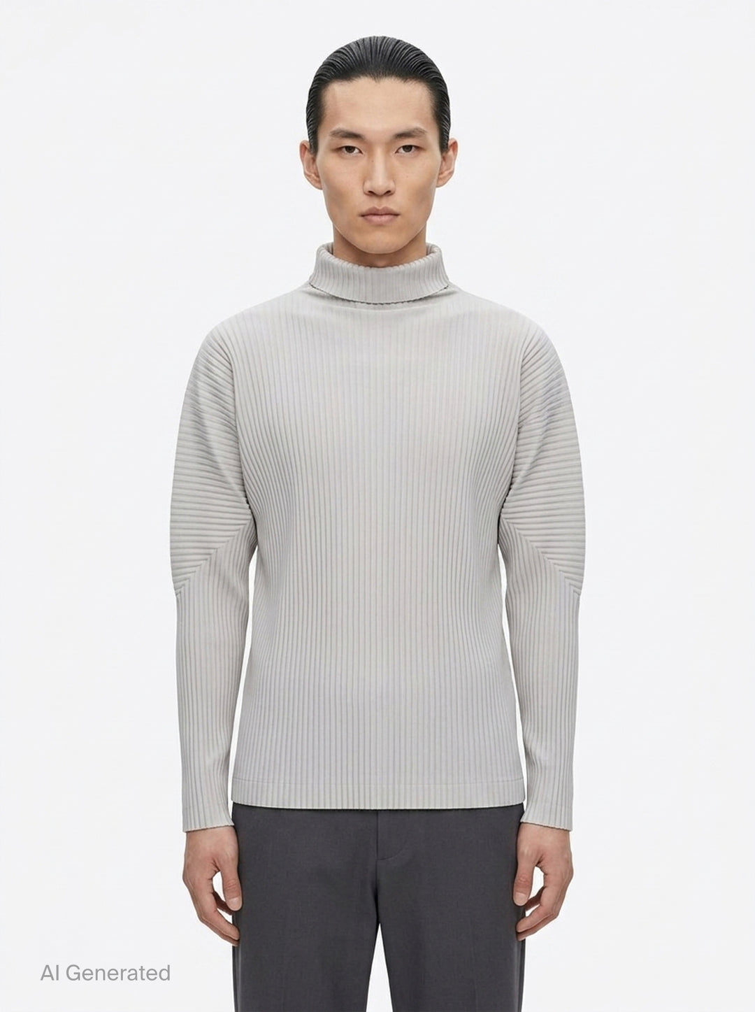 Ribbed Turtleneck Long Sleeve Top | Homme Plissé Issey Miyake | Club21 - front