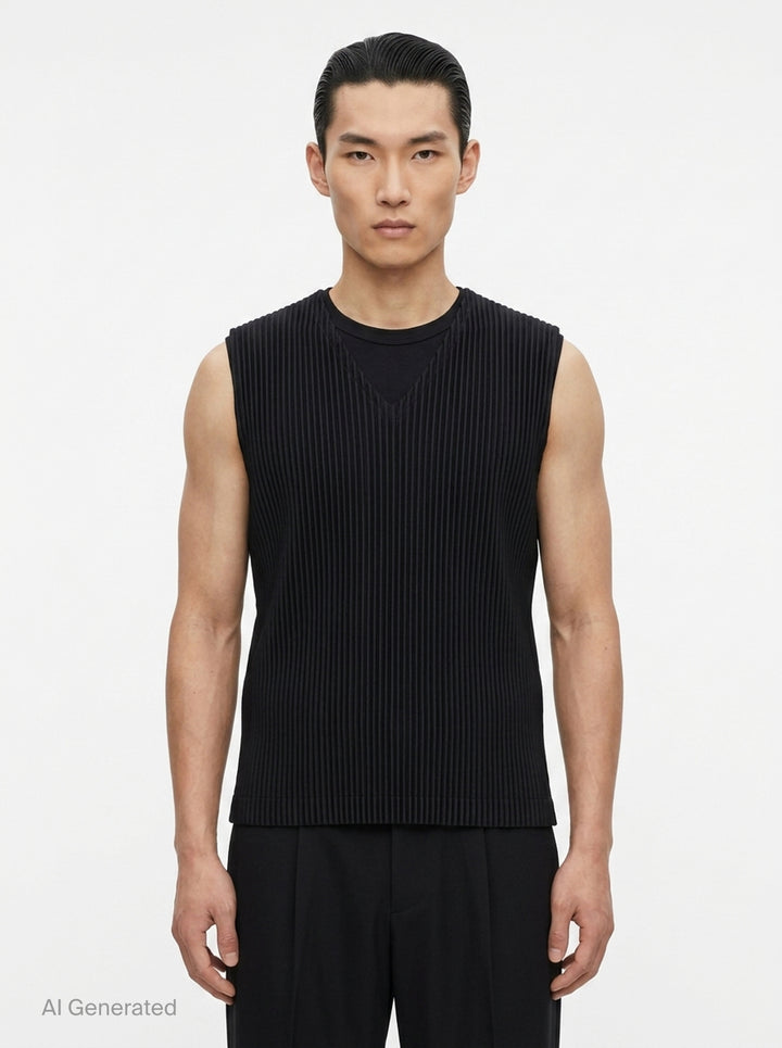 Ribbed V-Neck Knit Vest | Homme Plissé Issey Miyake | Club21 - front