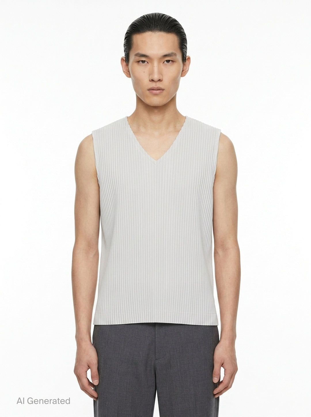 Ribbed V-Neck Knit Vest | Homme Plissé Issey Miyake | Club21 - front