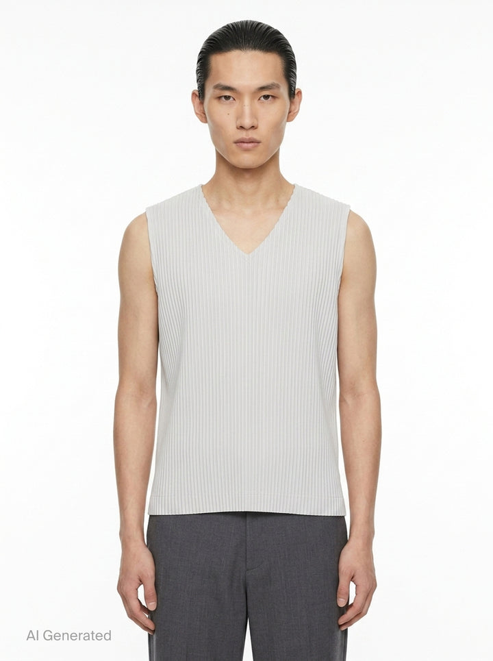 Ribbed V-Neck Knit Vest | Homme Plissé Issey Miyake | Club21 - front
