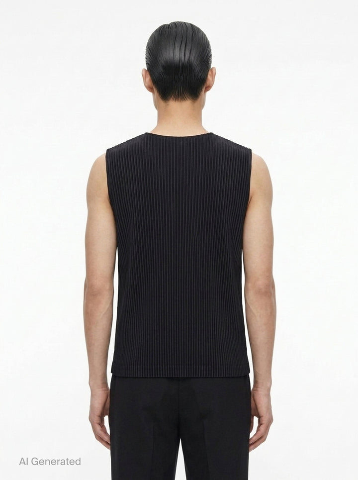 Ribbed V-Neck Knit Vest | Homme Plissé Issey Miyake | Club21 - back