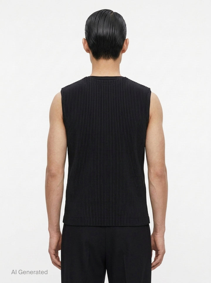 Ribbed V-Neck Knit Vest | Homme Plissé Issey Miyake | Club21 - back