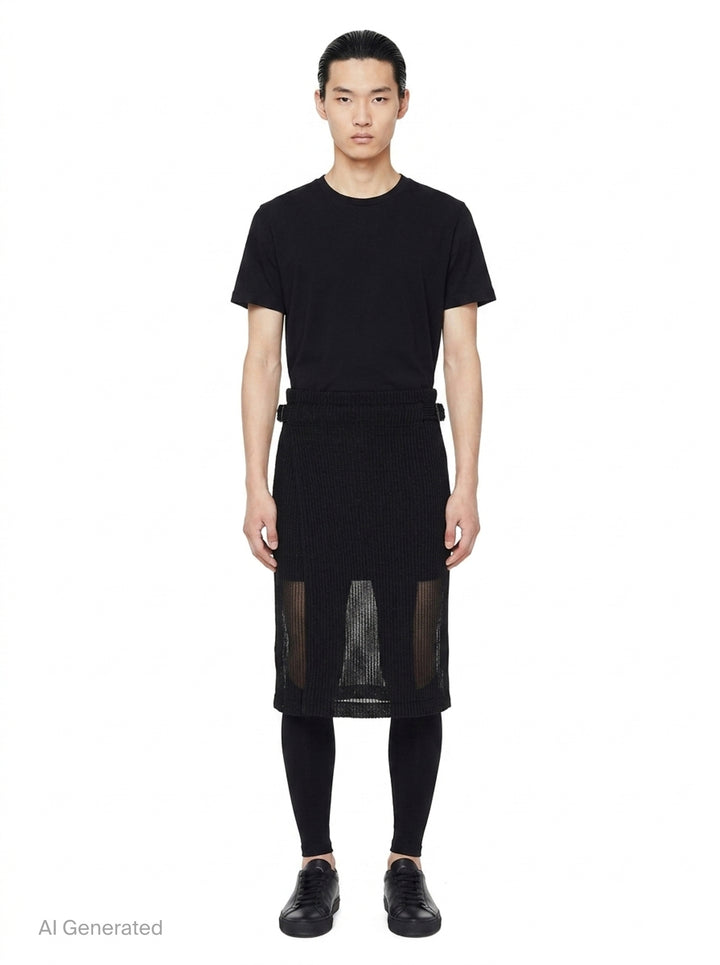 Rustic Mesh Pleated Skirt | Homme Plissé Issey Miyake | Club21 - front