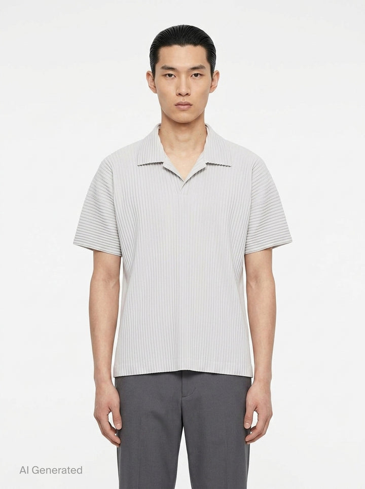 Short Sleeve Pleated Polo | Homme Plissé Issey Miyake | Club21 - front