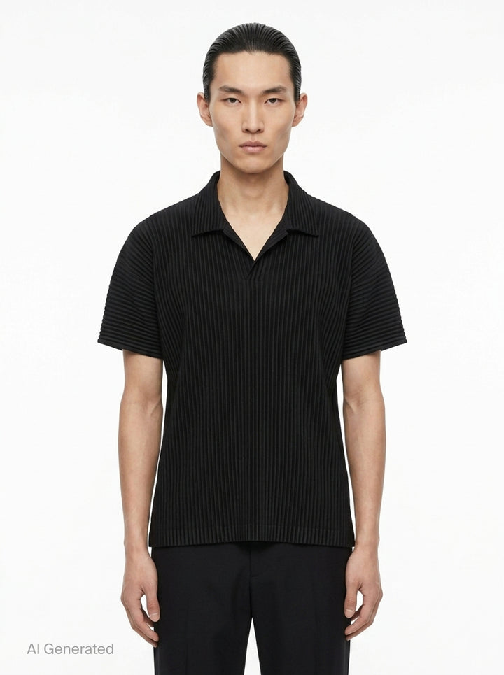 Short Sleeve Pleated Polo | Homme Plissé Issey Miyake | Club21 - front