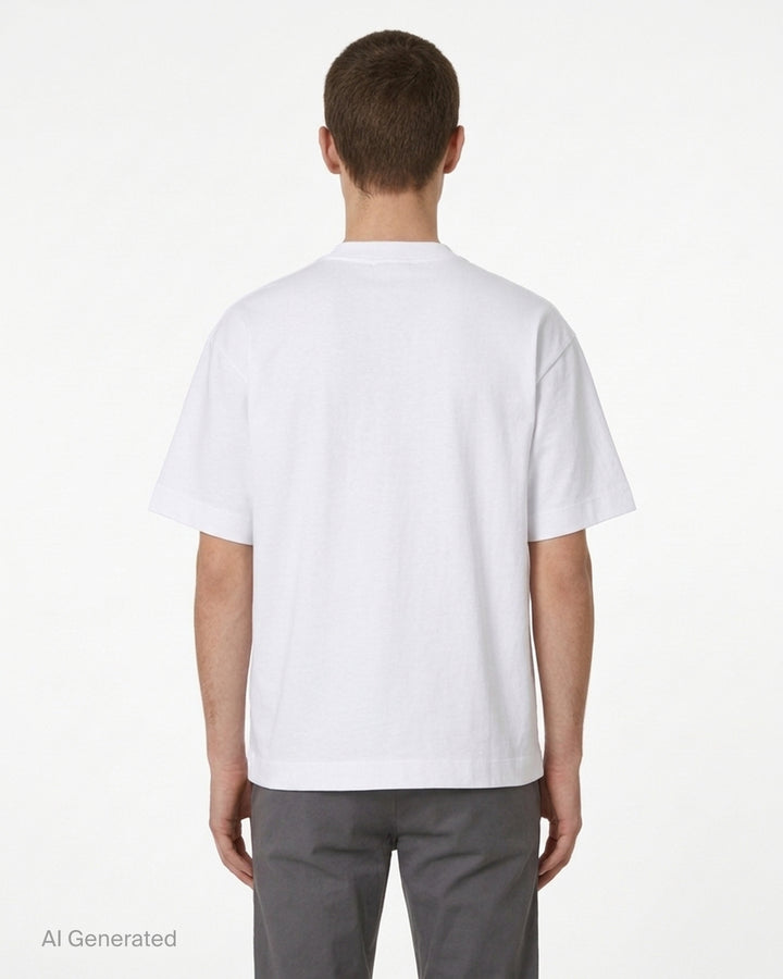 White House of Errors The Body Pocket T-Shirt with an embroidered detective scene on the chest pocket and a long printed shadow across the front - back