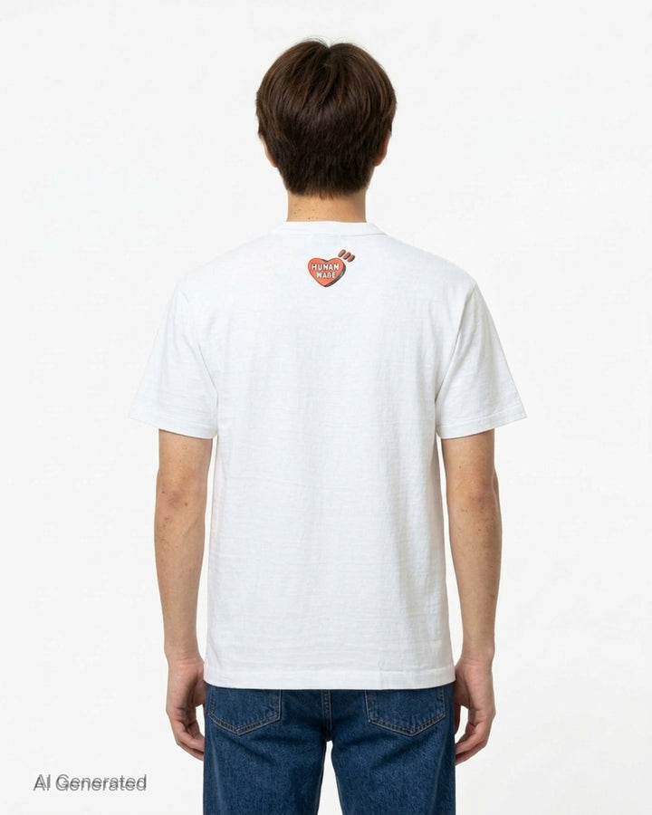 Human Made black short-sleeve graphic t-shirt featuring a tiger head crest, 'Dry Alls' circular slogan and painted-style Human Made lettering on the chest - back
