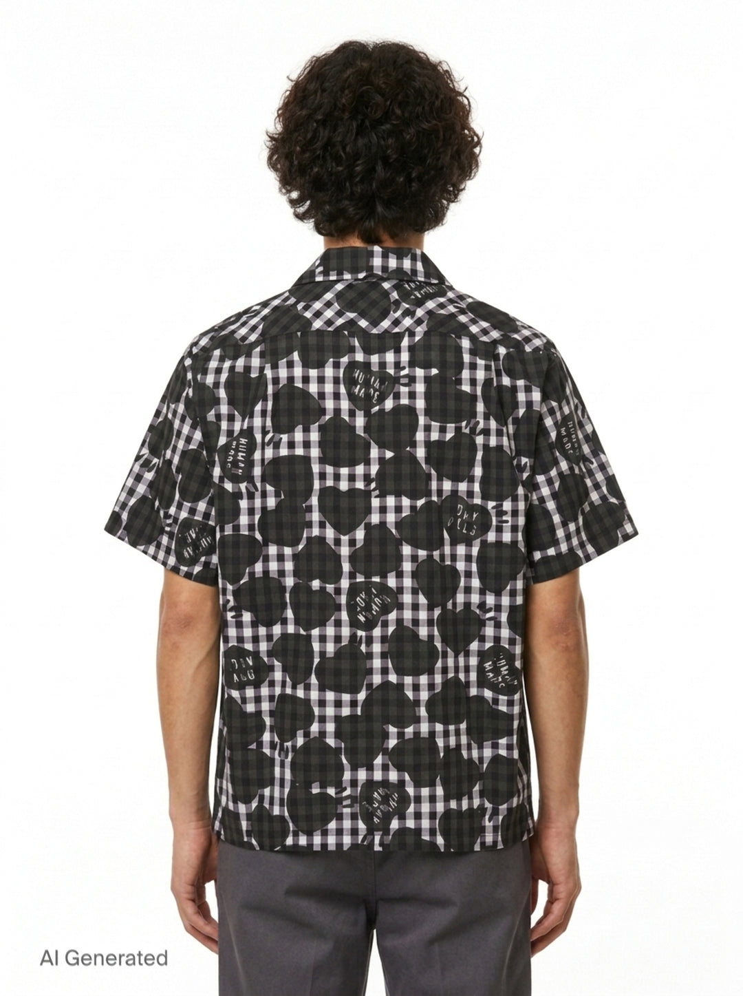 Heart Gingham Check Short Sleeve Shirt | Human Made | Club21 - back