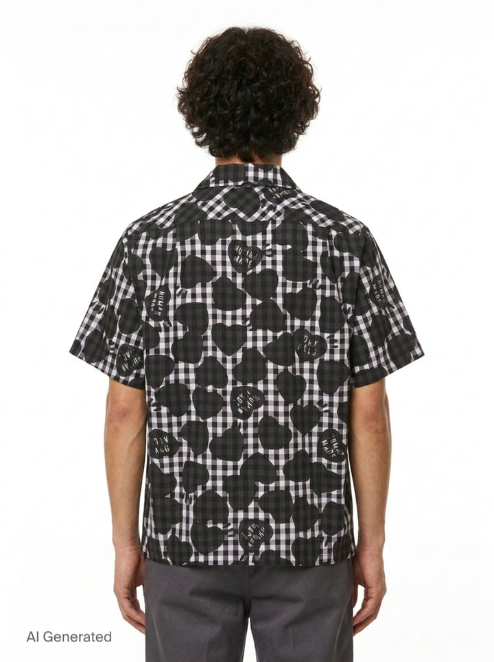Heart Gingham Check Short Sleeve Shirt | Human Made | Club21 - back