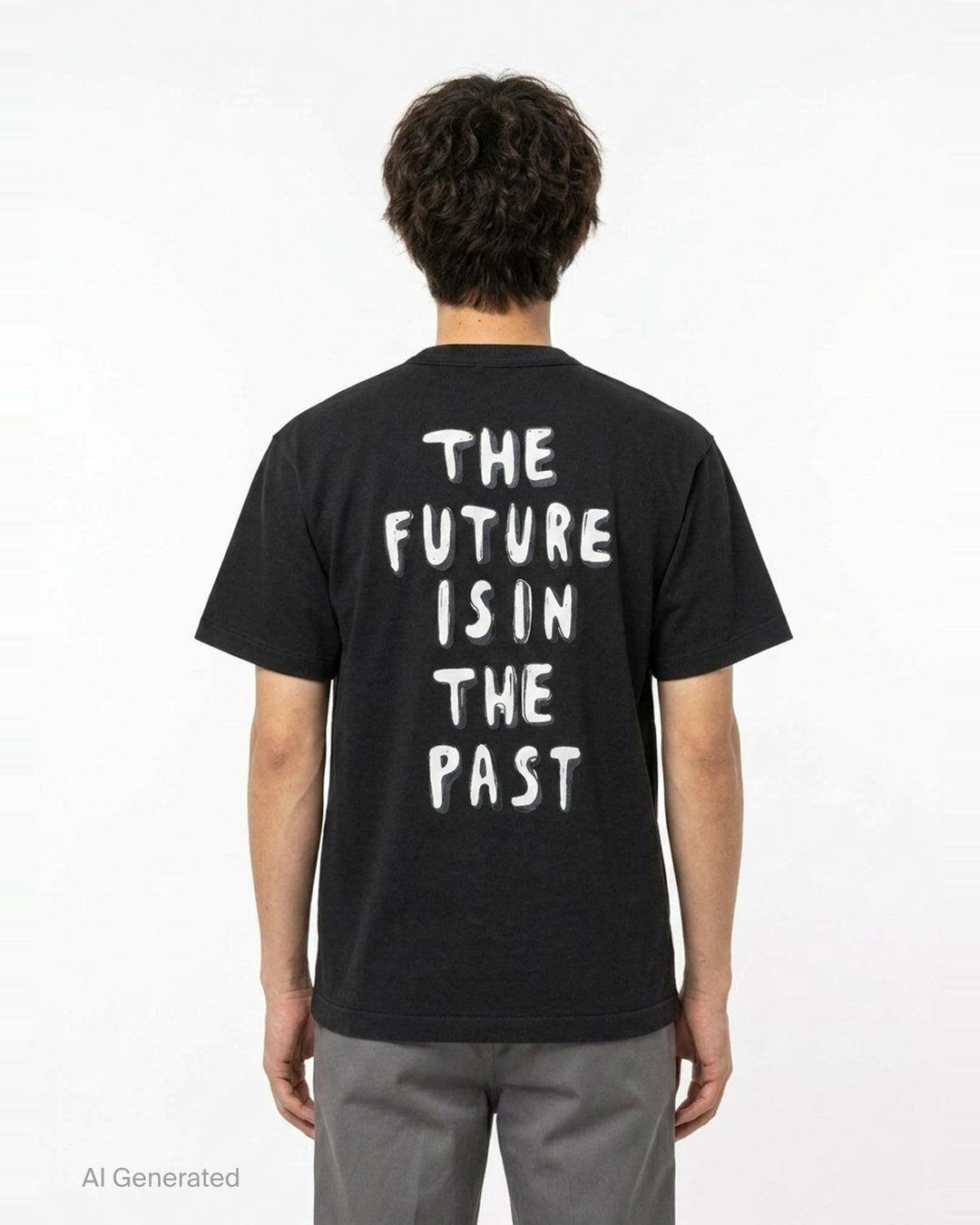 Human Made black short sleeve crew neck t-shirt with a large red hand-drawn heart graphic and 'Human Made' bubble lettering on the chest - back