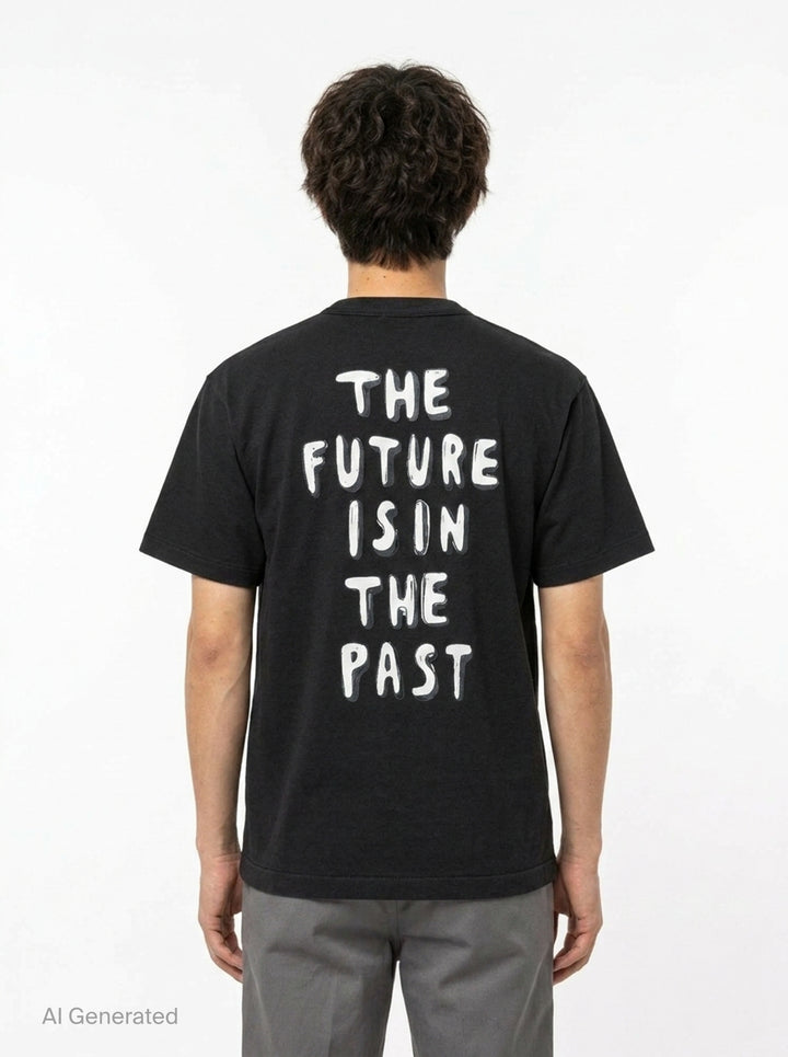 Human Made black short sleeve crew neck t-shirt with a large red hand-drawn heart graphic and 'Human Made' bubble lettering on the chest - back